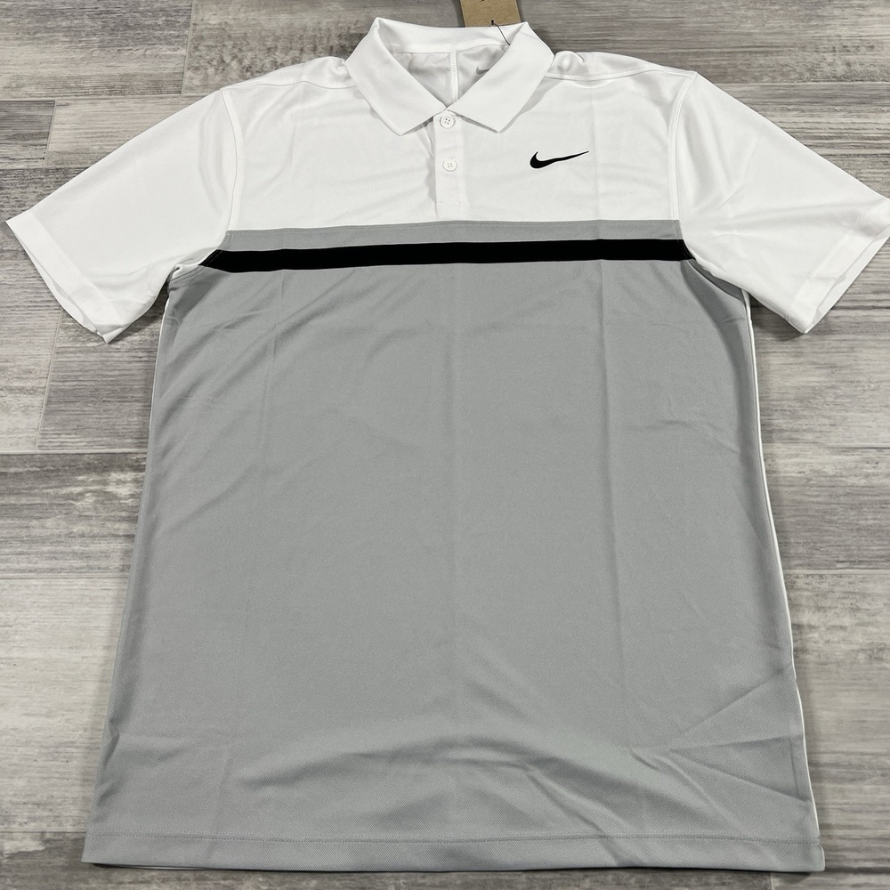 Nike Men's Polo Shirt Short Sleeve Polyester‎ Gray Dri-Fit Size Small DH0845-100